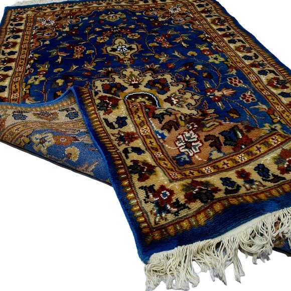 5x3 Pak Persian Blue Brown Beige Bedroom Home Floor Area Wool Silk Christmas Rug
